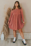 Plus Size Mineral Washed Ribbed Henley Dress