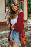 Ribbed Open Front Knit Cardigan