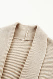 Robe Style Rib Knit Pocketed Cardigan with Belt