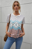 Striped Aztec Dotted Mixed Prints Tee