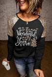 Wonderful Christmas Season Graphic Sequin Shoulder Top