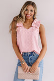 Swiss Dot Woven Sleeveless Top With Ruffled Straps