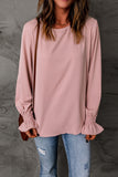 Crew Neck Ruffle Bubble Sleeve Top