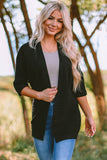 Ribbed Open Front Knit Cardigan