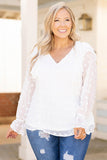 White Plus Size Ruffled Swiss Dot Blouse