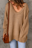 Khaki Ribbed Trim Oversize Sweater