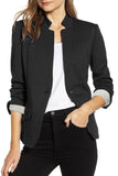 Notch Collar Long Sleeve Shoulder Pad Blazer