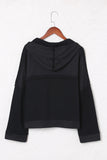 Casual Button Solid Patchwork Trim Hoodie