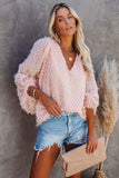 Feather Balloon Sleeve Pullover Top