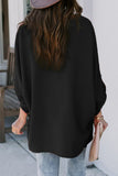 V Neck 3/4 Sleeve High Low Hem Shirt