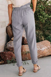 Paper Bag Elastic Waistband Casual Pants