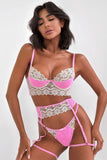 Half Cup Lace Trim Strappy Lingerie Set