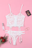 Lace Criss Cross Lace-up Ruffled Two-piece lingerie set