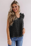 Swiss Dot Woven Sleeveless Top With Ruffled Straps