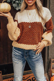 Geometric Texture Colorblock Sweater