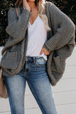 Chunky Knit Solid Cardigan with Pocket