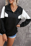 Color Block Zipper Long Sleeve Hoodie with Pocket