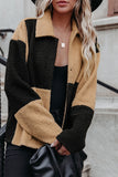 Black Khaki Color Block Sherpa Jacket