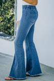 Sky Blue Distressed Bell Bottom Denim Pants