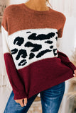 Color Block Leopard Splicing Sweater