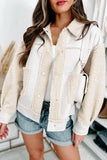 White Sherpa Lined Faux Suede Jacket