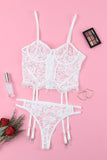 Lace Criss Cross Lace-up Ruffled Two-piece lingerie set