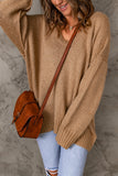 Khaki Ribbed Trim Oversize Sweater