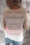 Multi-color Knitted Color Block Long Sleeve Crew Neck Sweater