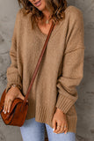 Khaki Ribbed Trim Oversize Sweater