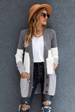 color Front Pocket and Buttons Closure Cardigan