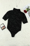 Short Sleeve Mock Neck Sheer Mesh Bodysuit