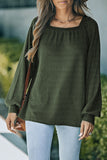 Scoop Neck Puff Sleeve Waffle Knit Top