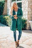 Bubble Sleeve Side Slit Knit Cardigan