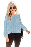 Polka Dot Lace Lantern Sleeve Blouse