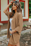 Ribbed Open Front Knit Cardigan