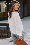 Polka Dot Lace Lantern Sleeve Blouse