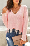 Tainted Love Cotton Distressed Sweater