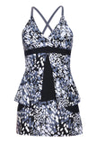 Molecule Print Tiered Tankini Culotte Swimwear