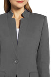 Notch Collar Long Sleeve Shoulder Pad Blazer