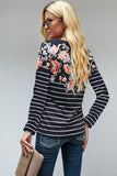 Floral Striped Print Long Sleeve Top