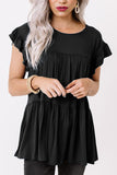 Short Sleeve Keyhole Ruffled Babydoll Top