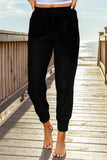 Black Elastic Waist Jogger Pants with Pockets