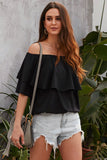 Soft Breeze Frilling Off-shoulder Top