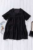 V Neck Tiered Babydoll Lace Dress