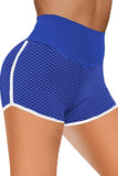 High Waist Honeycomb Contrast Stripes Butt Lifting Yoga Shorts