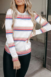 Stripe Print Crew Neck Long Sleeve Top