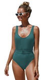 Ribbed One-piece Swimsuit with Belt