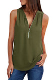 Zip Neckline Sleeveless Shirt Tank