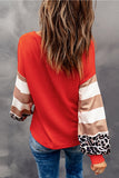 Halloween Funny Face Print Stripe Leopard Color Block Top