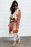 Multicolor Kimono Sleeve Floral Print Graceful Cover Up